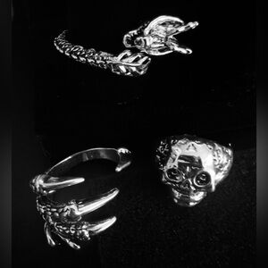 Fashion jewelry goth/punk steel rings adjustable